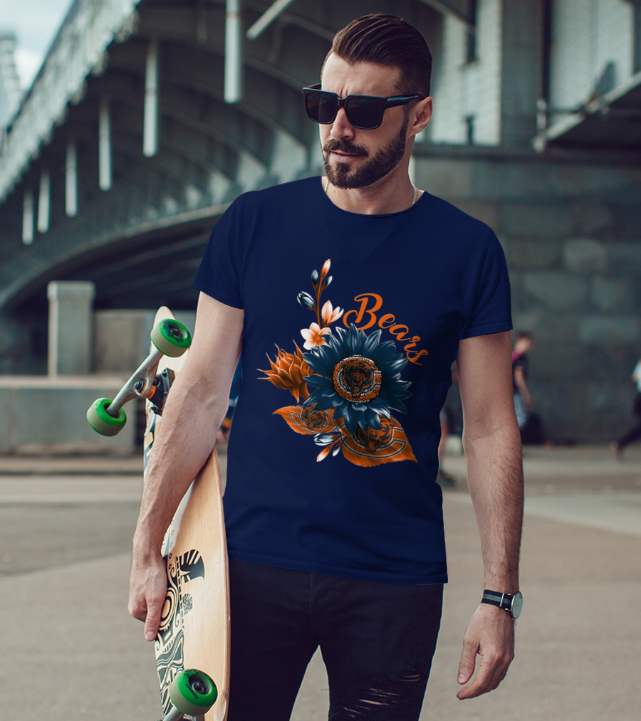 Bears Floral Design With Chicago Bears T-Shirt