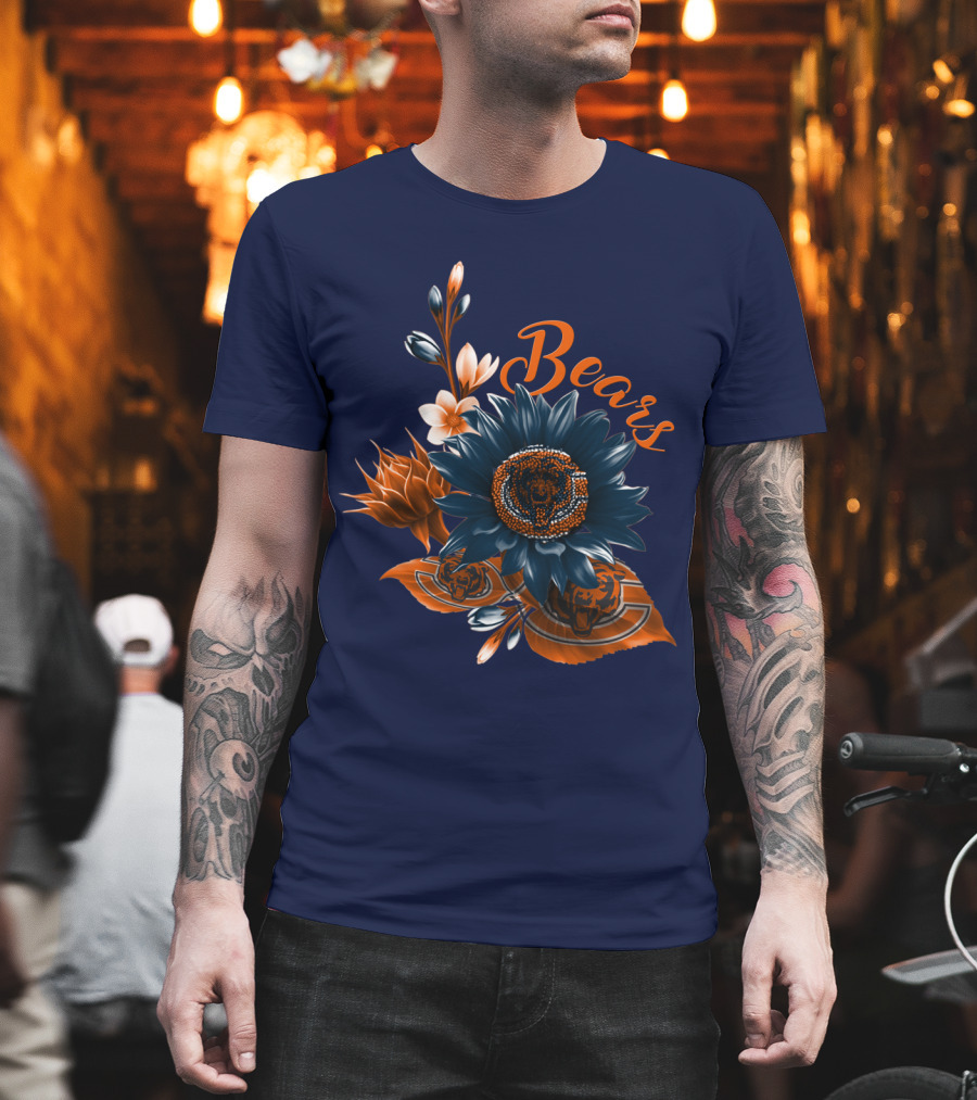 Bears Floral Design With Chicago Bears T-Shirt