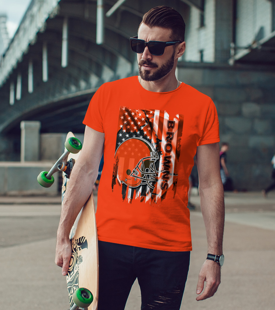Browns American Flag Helmet T-Shirt