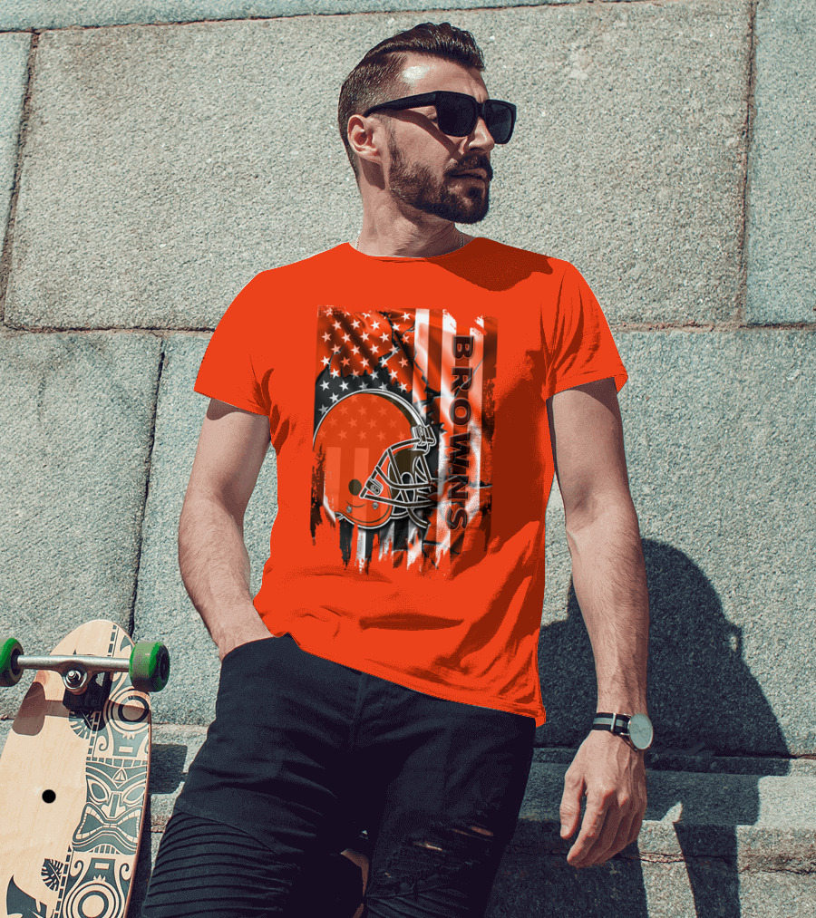 Browns American Flag Helmet T-Shirt