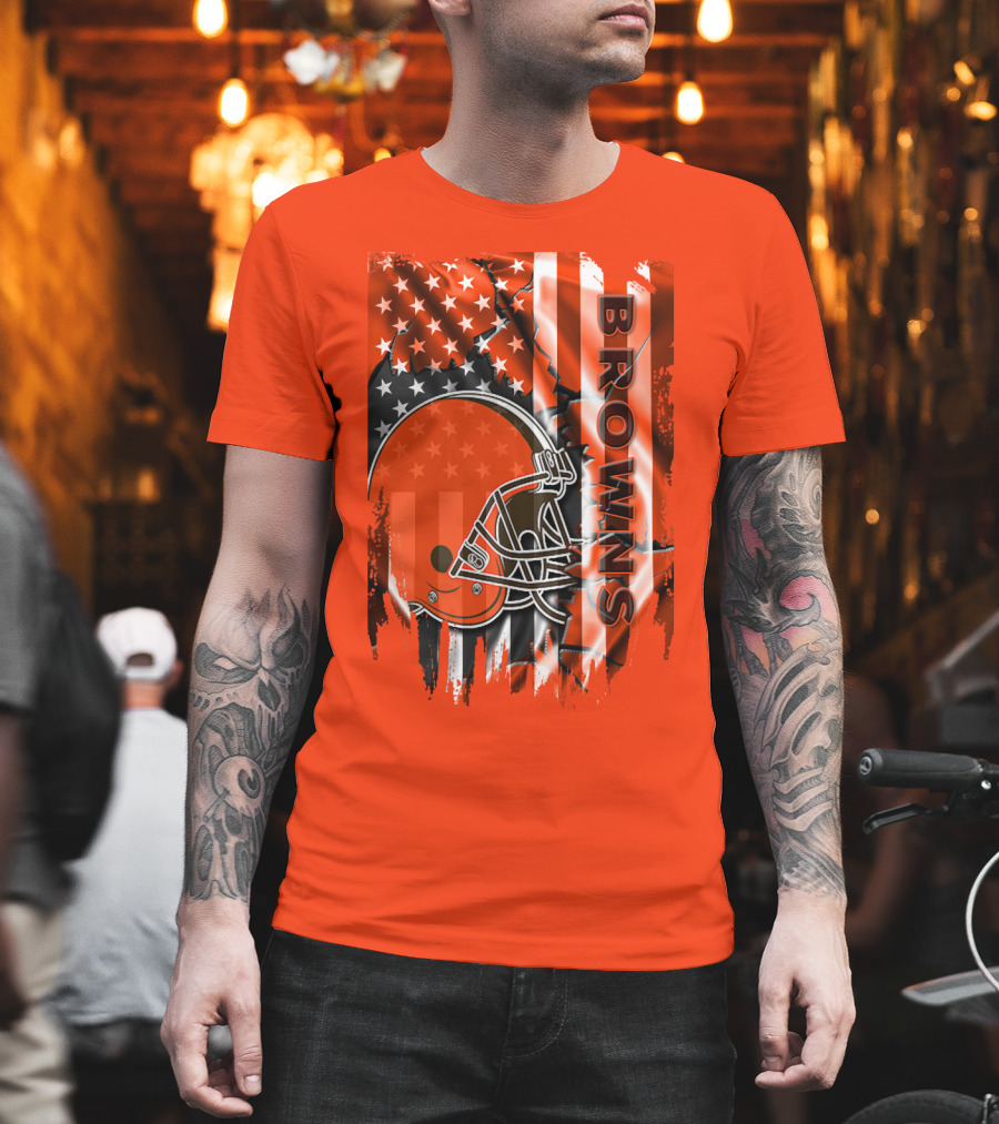 Browns American Flag Helmet T-Shirt