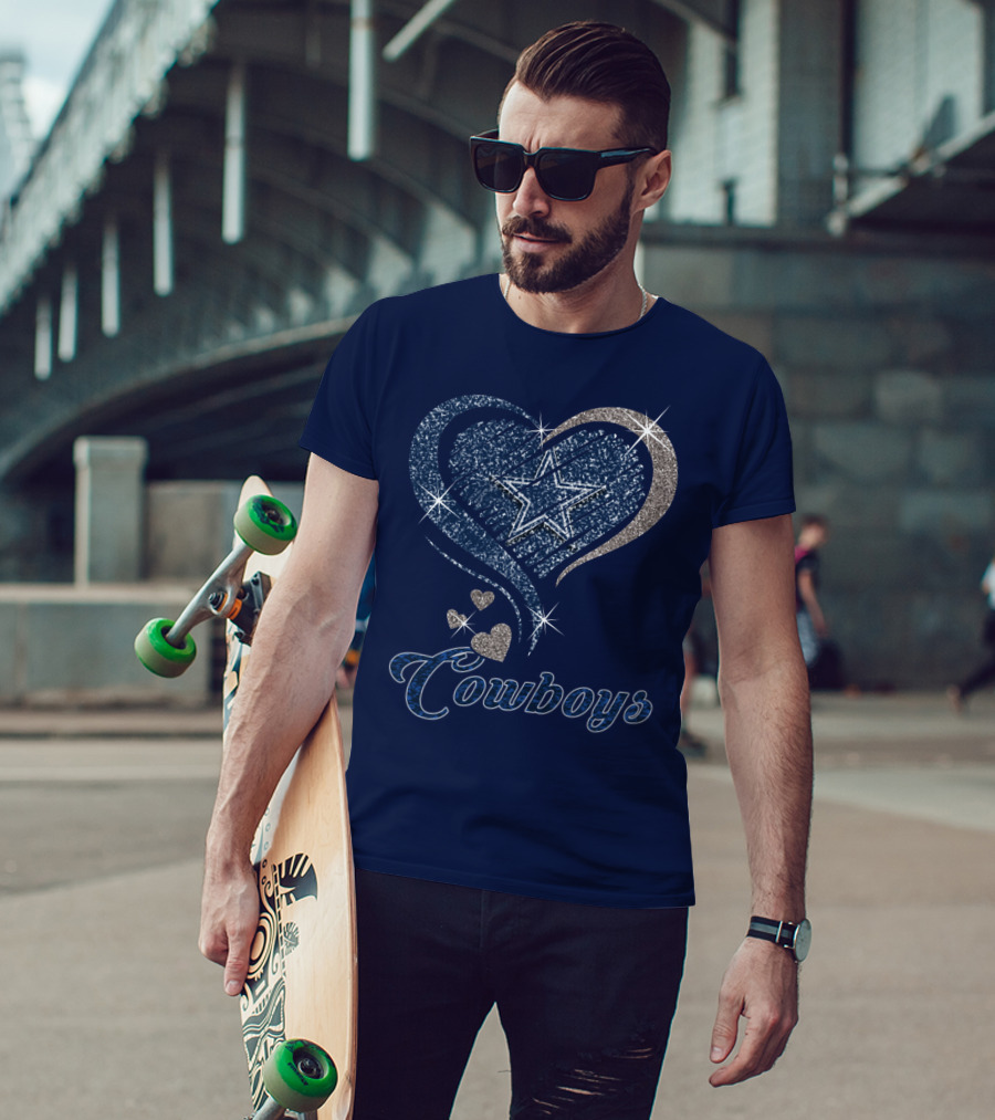 Cowboys Heart Star Glitter T-Shirt