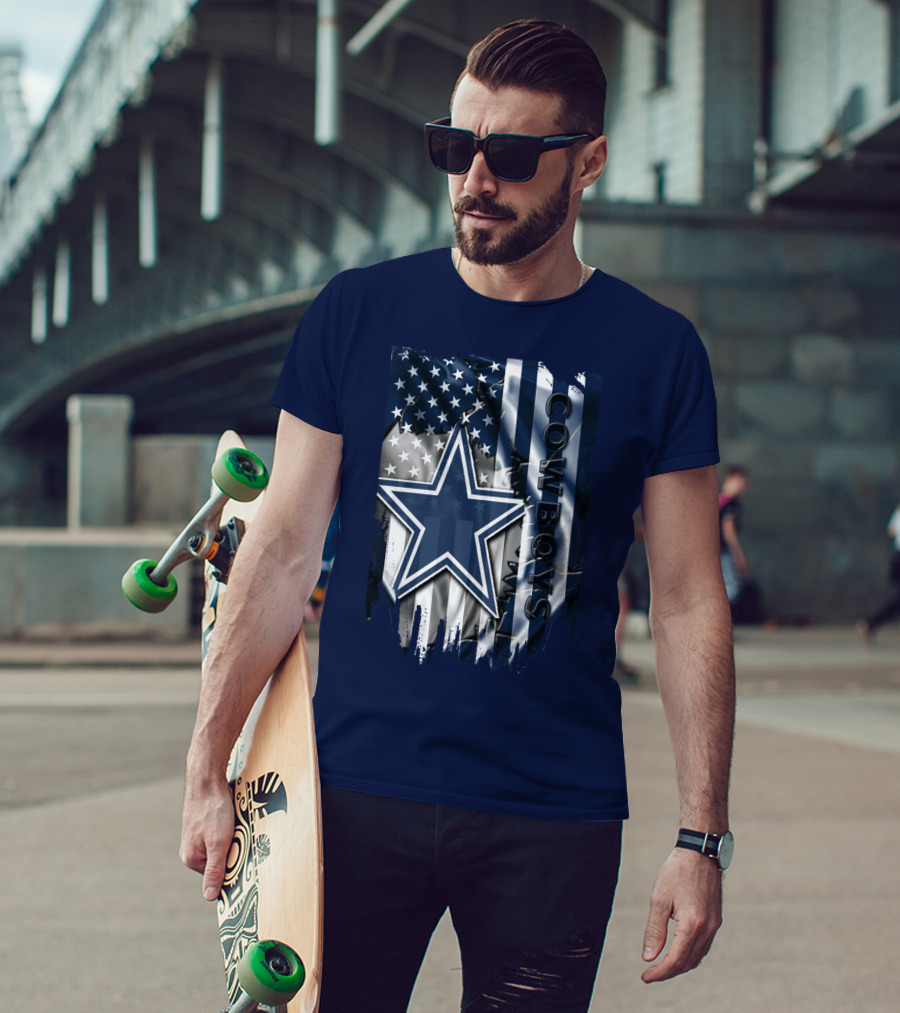 Cowboys American Flag Star Logo Navy Blue T-Shirt