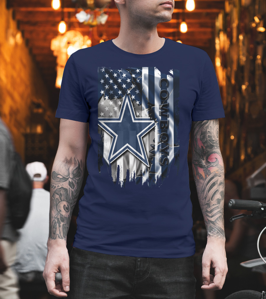 Cowboys American Flag Star Logo Navy Blue T-Shirt