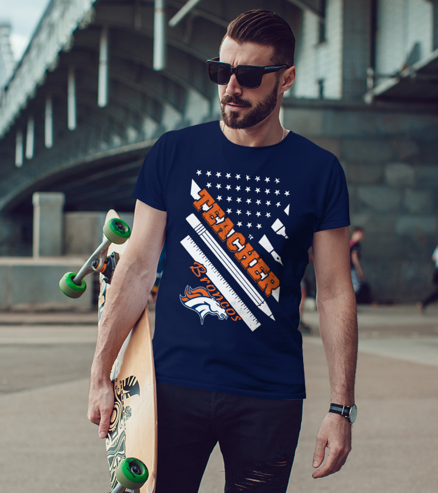 Teacher Broncos Stars And Stripes T-Shirt