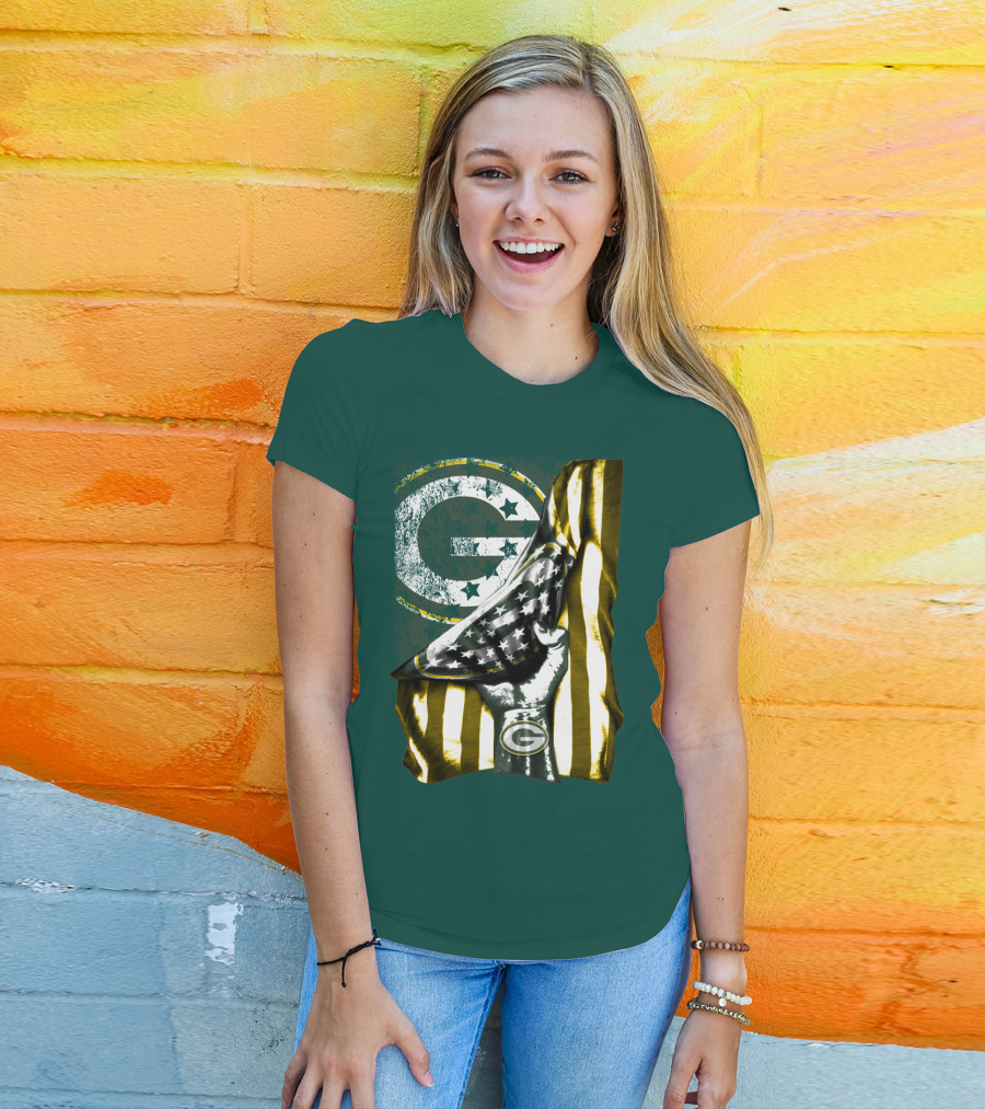 Green Bay Packers American Flag Pride T-Shirt