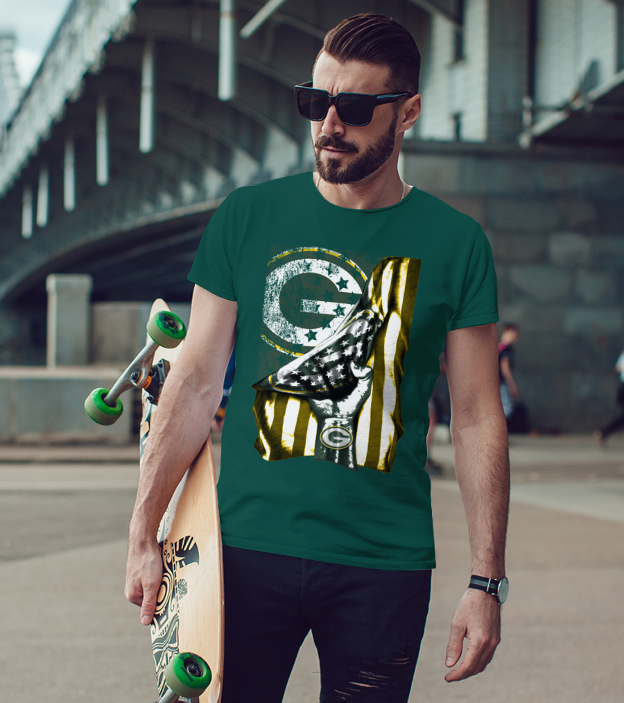 Green Bay Packers American Flag Pride T-Shirt