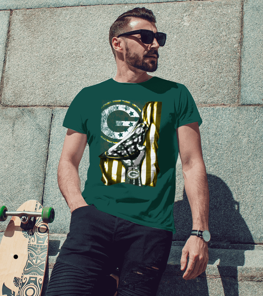 Green Bay Packers American Flag Pride T-Shirt