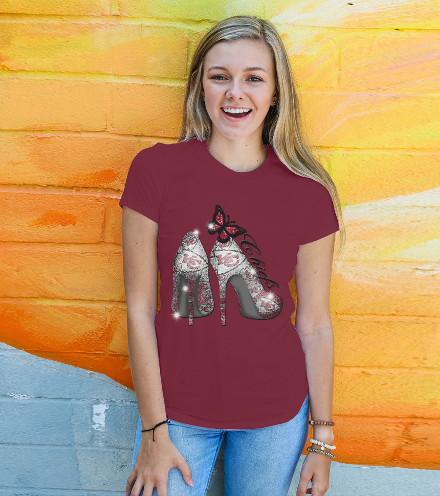 Kansas City Chiefs High Heels With Butterfly T-Shirt