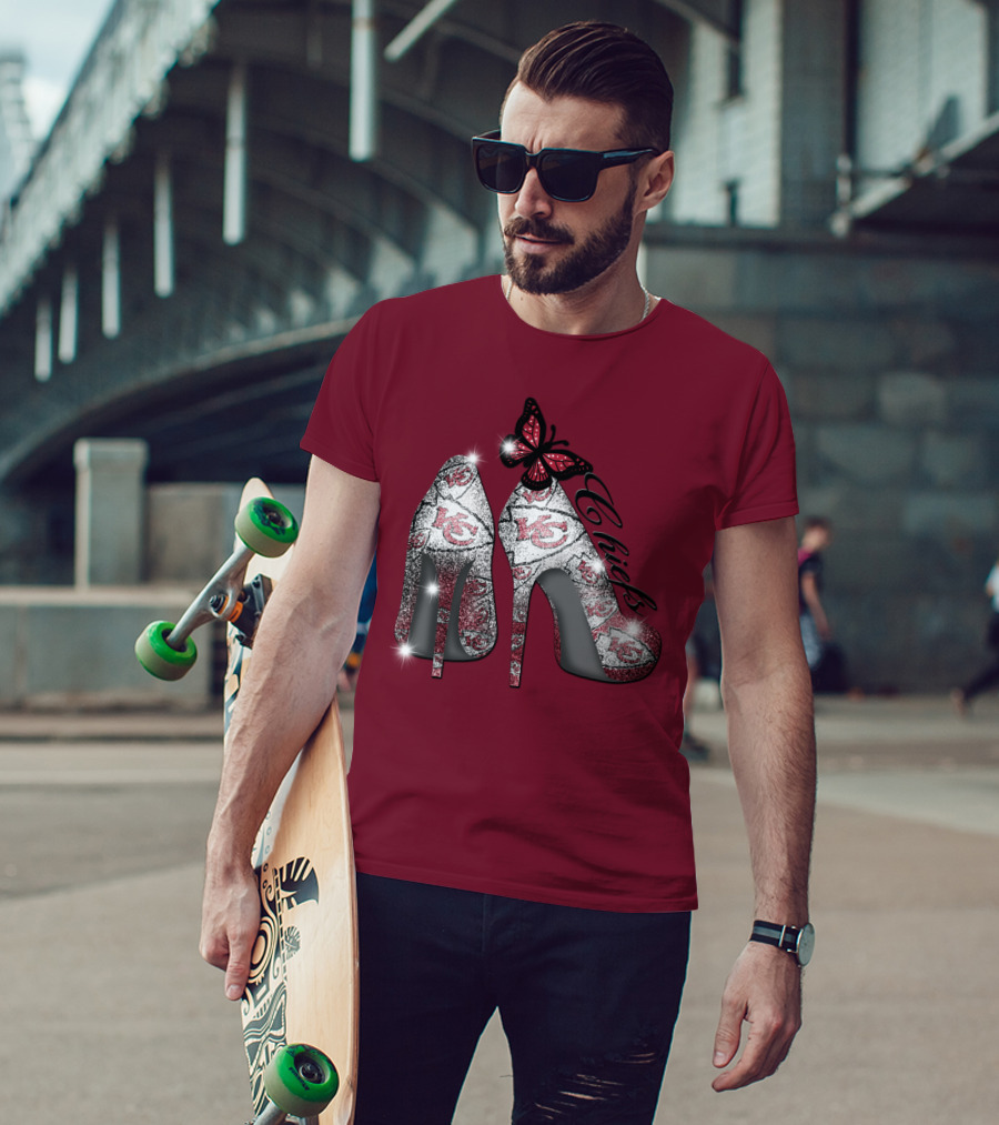 Kansas City Chiefs High Heels With Butterfly T-Shirt