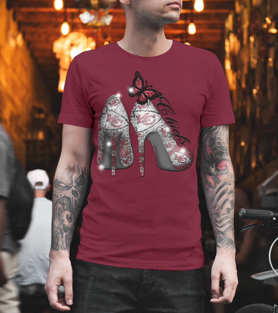 Kansas City Chiefs High Heels With Butterfly T-Shirt