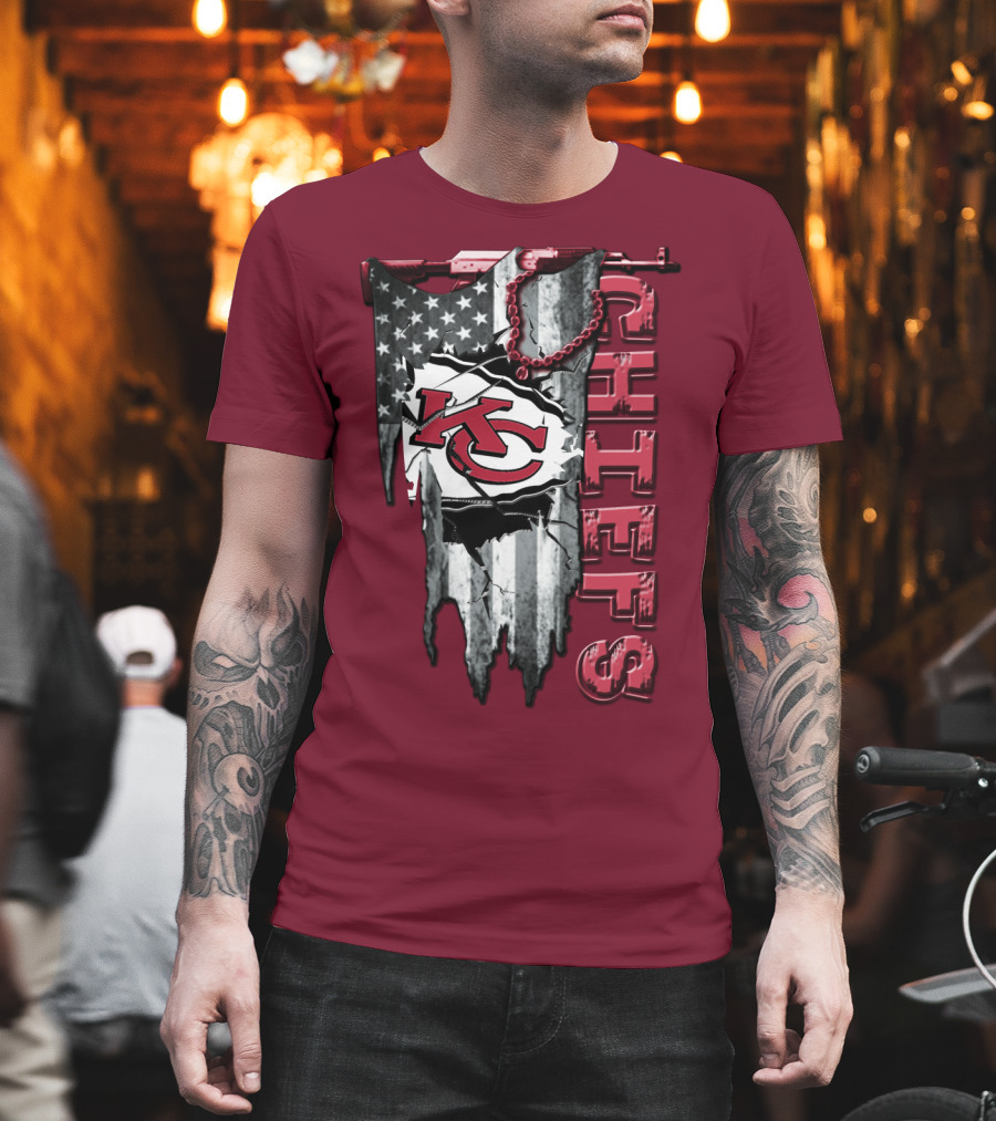 Chiefs Kc American Flag Torn T-Shirt