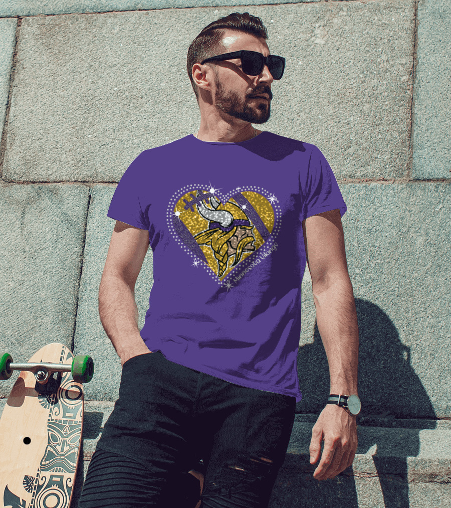 Minnesota Vikings Heart With Iconic Viking T-Shirt