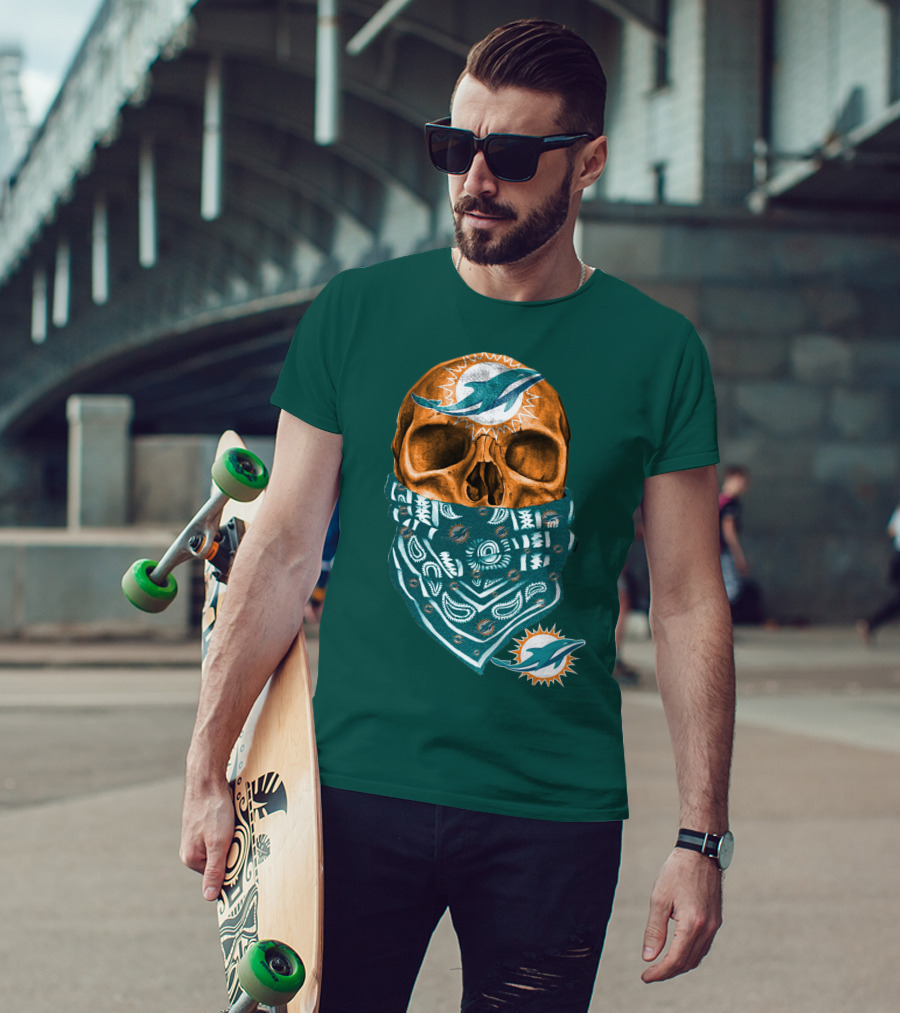 Miami Dolphins Skull Bandana T-Shirt