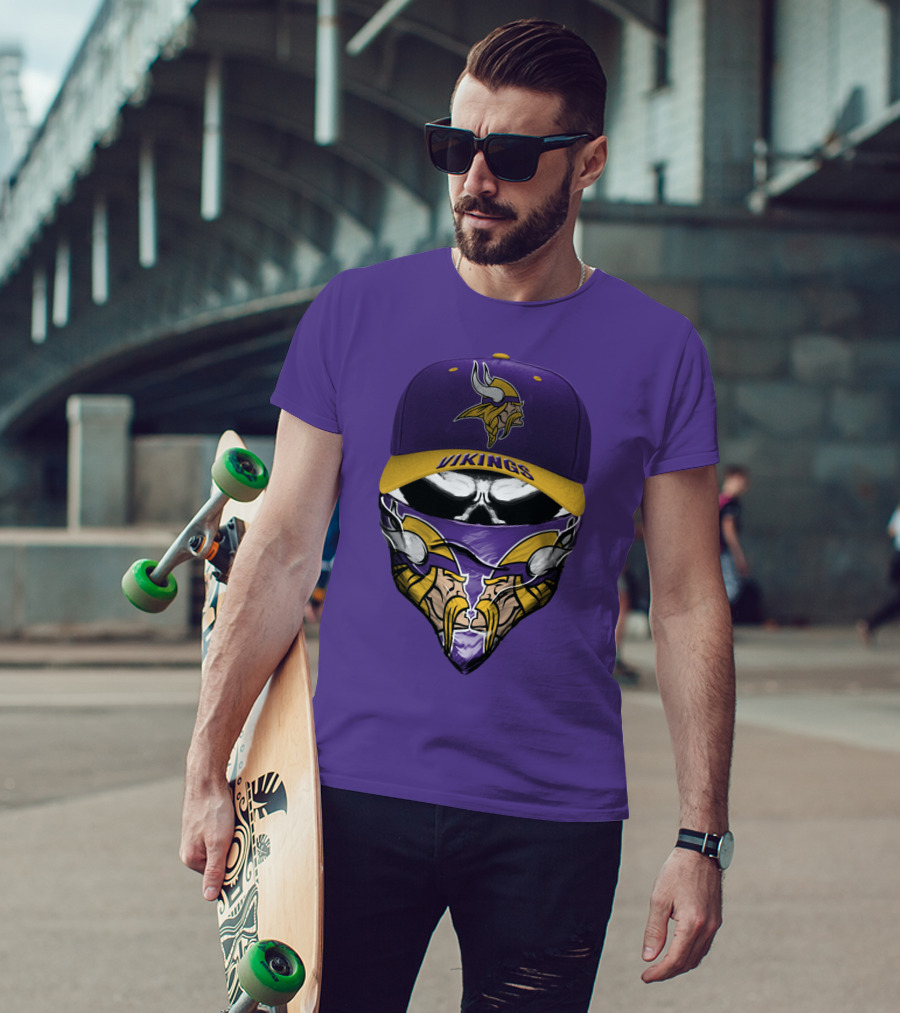 Minnesota Vikings Vikings Logo Hat And Mask Combo T-Shirt