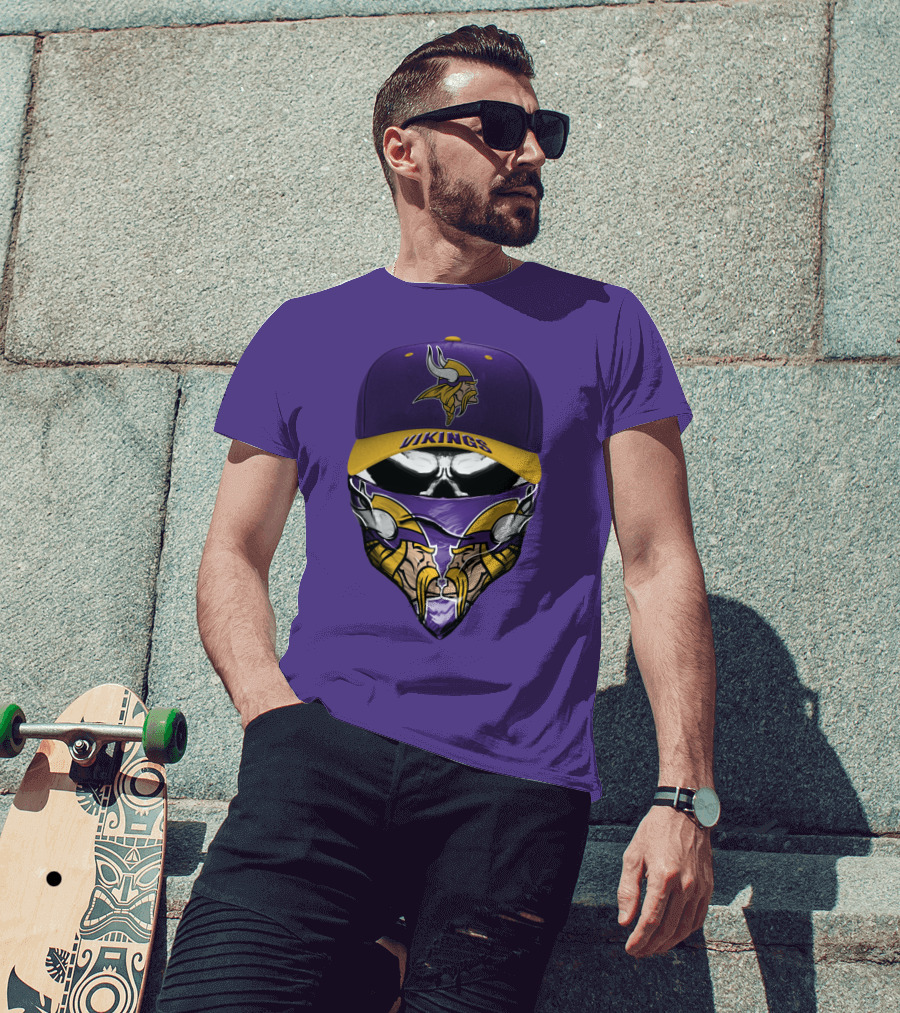 Minnesota Vikings Vikings Logo Hat And Mask Combo T-Shirt