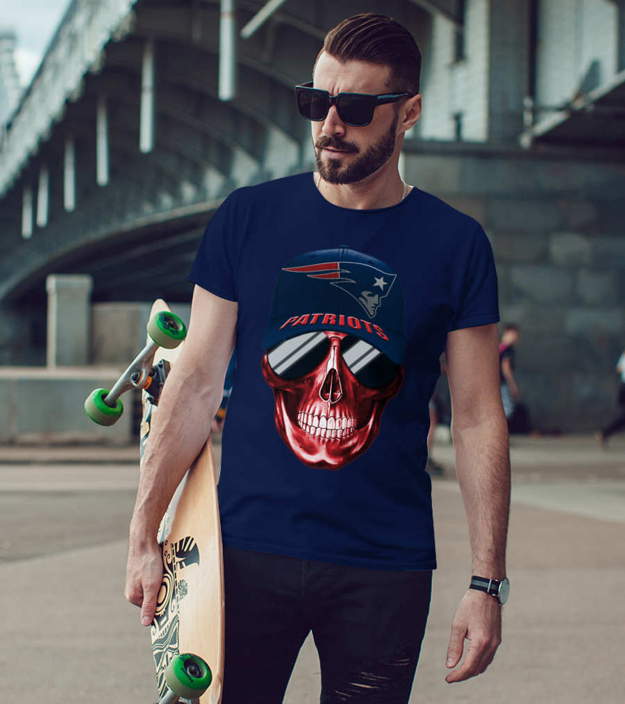 Patriots Skull With Nfl Logo Hat T-Shirt