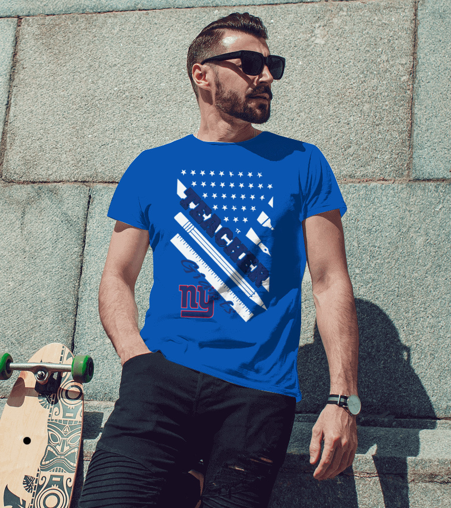 New York Giants Teacher Stars And Stripes Ruler Pen T-Shirt