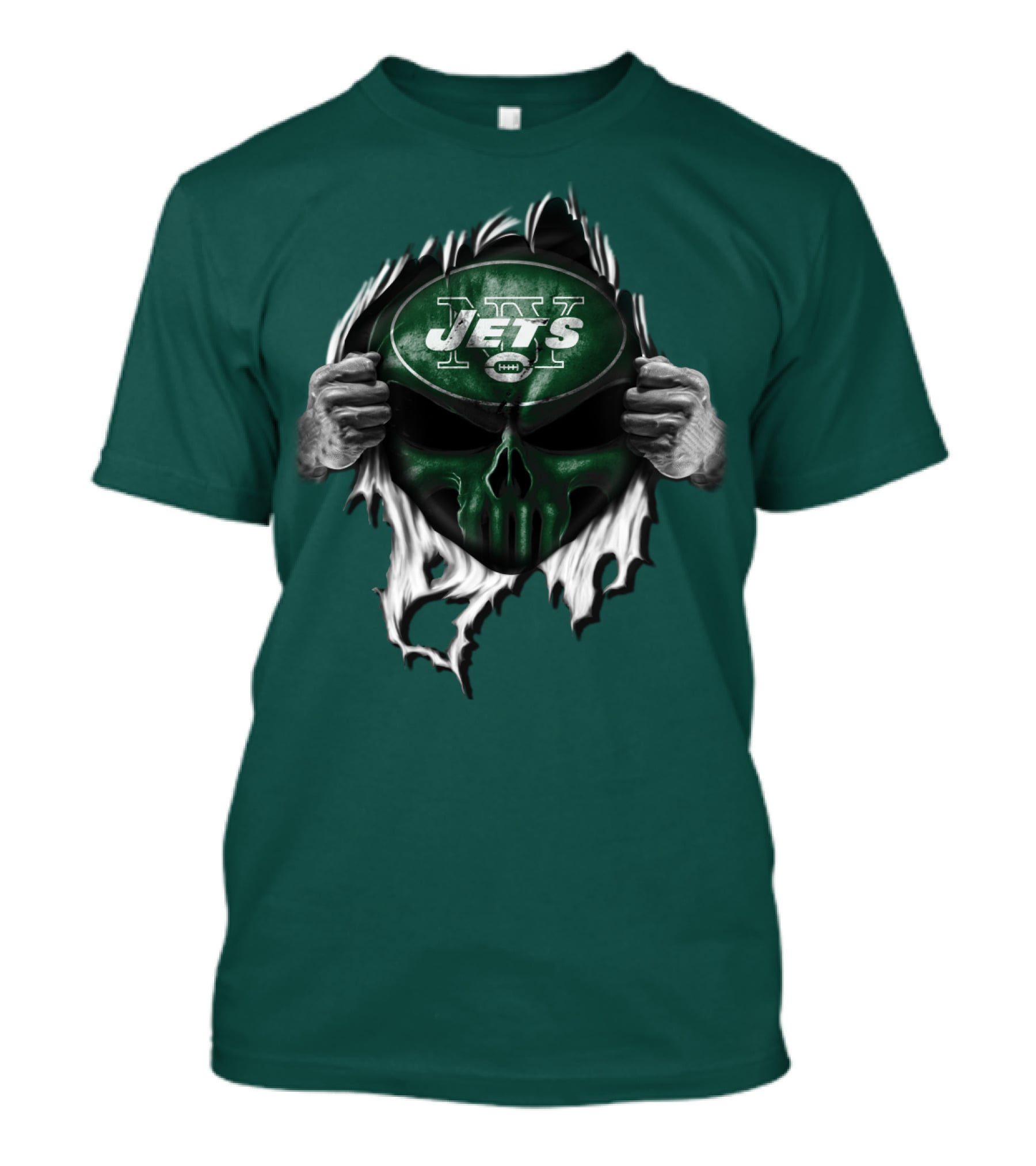 New York Jets Skull Ripping Football Helmet T-Shirt