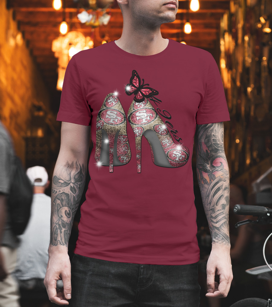 San Francisco 49ers High Heels Butterfly Sparkle T-Shirt