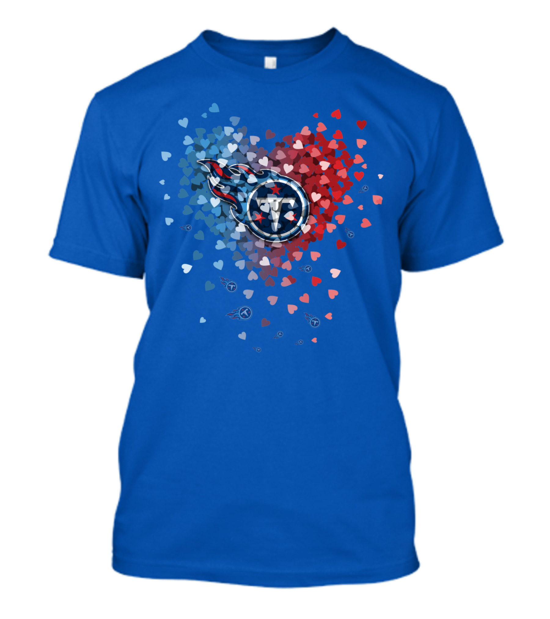 Tennessee Titans Heart Logo Red And Blue Hearts T-Shirt