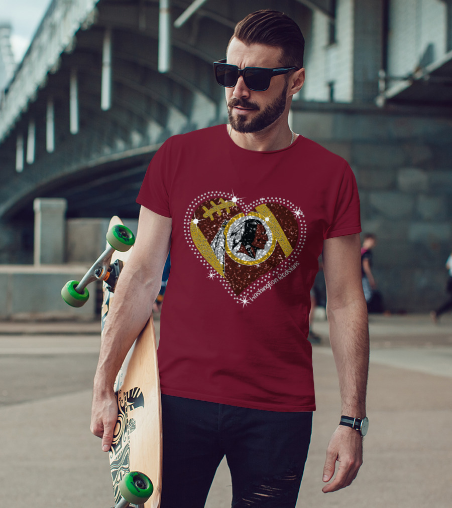 Washington Redskins Heart Football T-Shirt