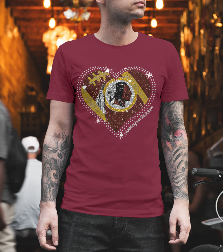 Washington Redskins Heart Football T-Shirt