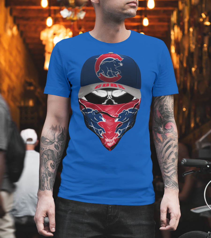 Chicago Cubs Bear Logo Cap And Bandana Combo T-Shirt