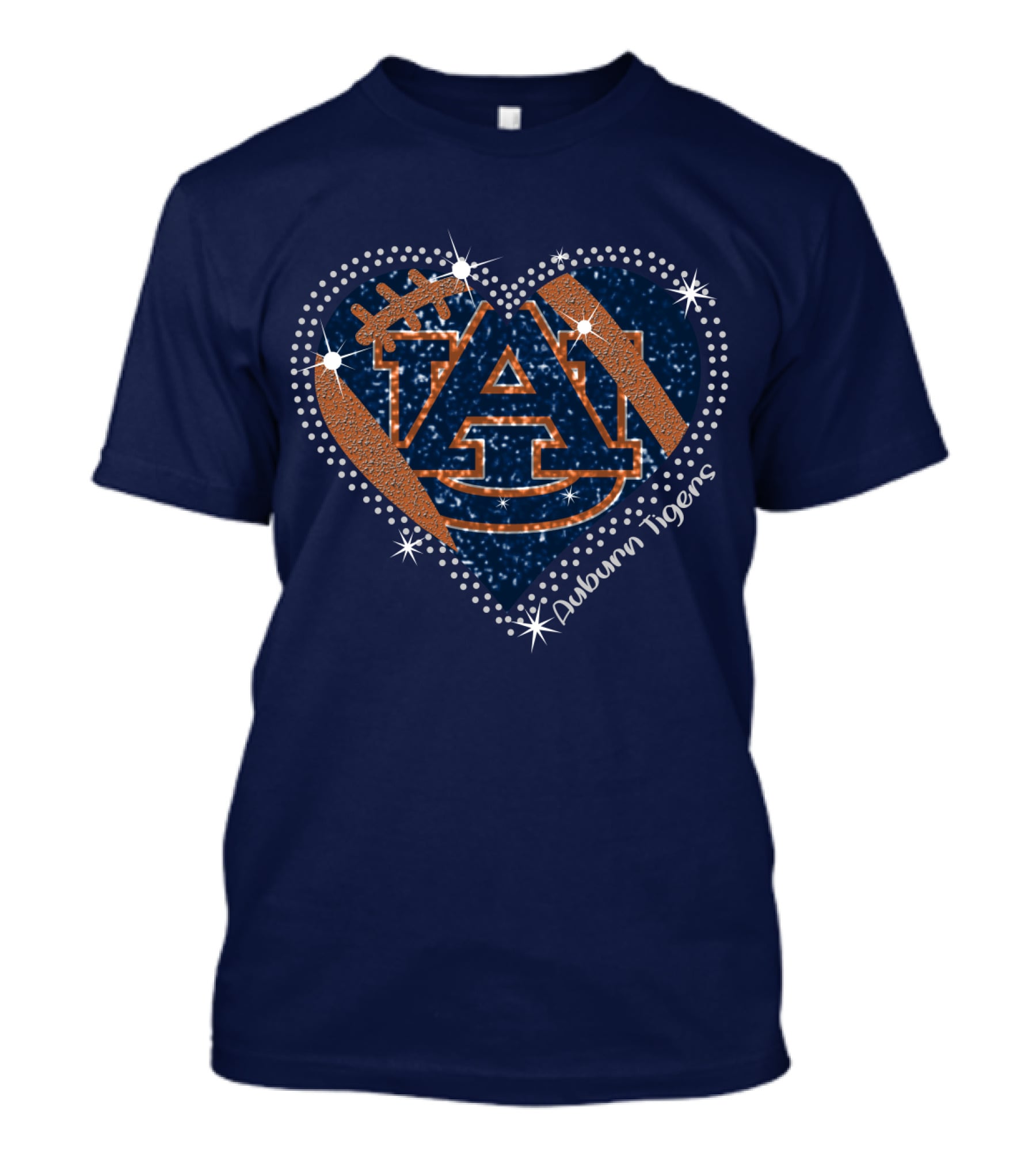 Auburn Tigers Heart With Football T-Shirt