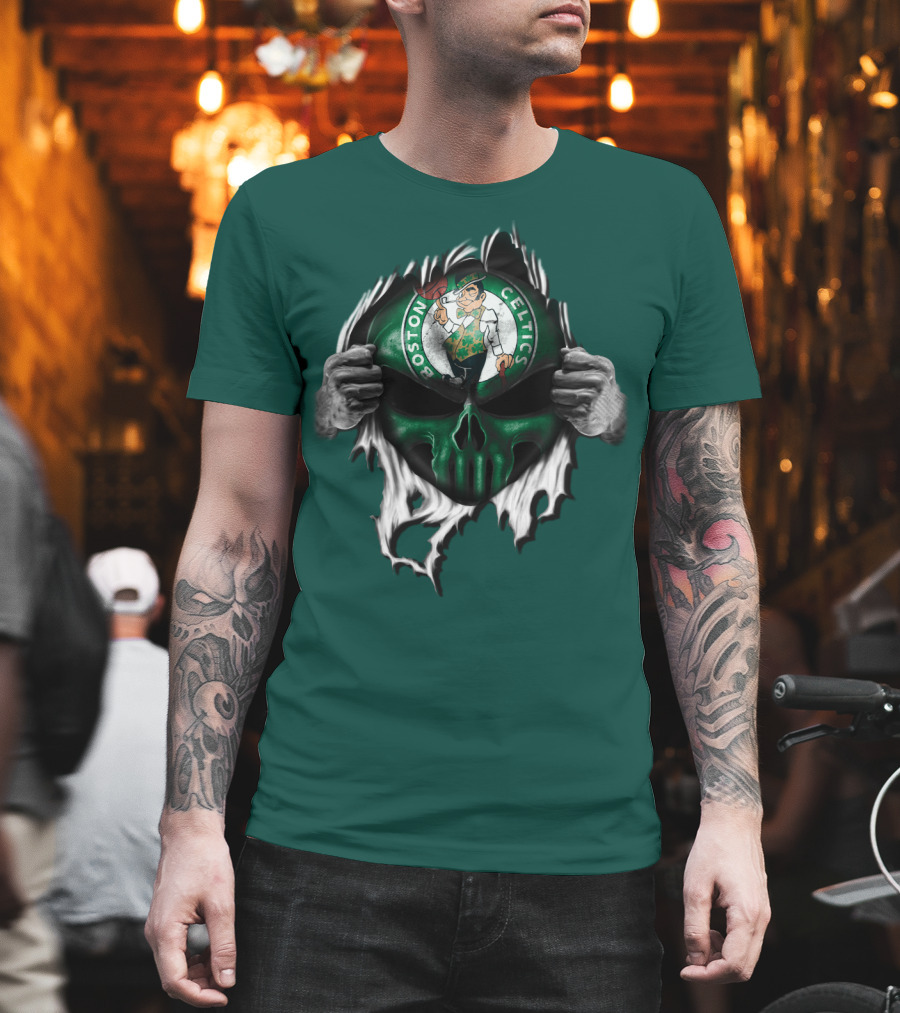 Boston Celtics Skull And Leprechaun Emblem T-Shirt