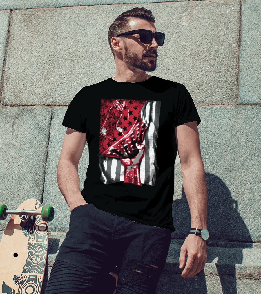 Boston Red Sox American Flag Fist Socks Stars Stripes T-Shirt