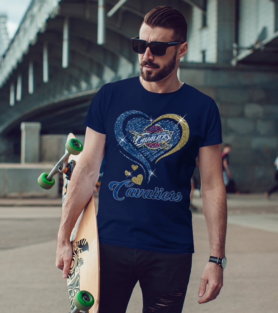 Cleveland Cavaliers Heart Logo Sparkle T-Shirt