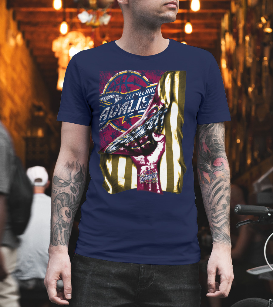 Cleveland Cavaliers American Flag Fist Nba Basketball T-Shirt