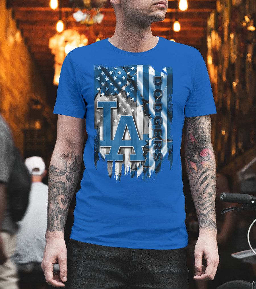 La Dodgers American Flag Blue T-Shirt