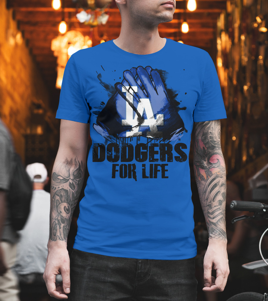 La Dodgers For Life Blue Graphic Featuring Iconic Logo With Hands T-Shirt