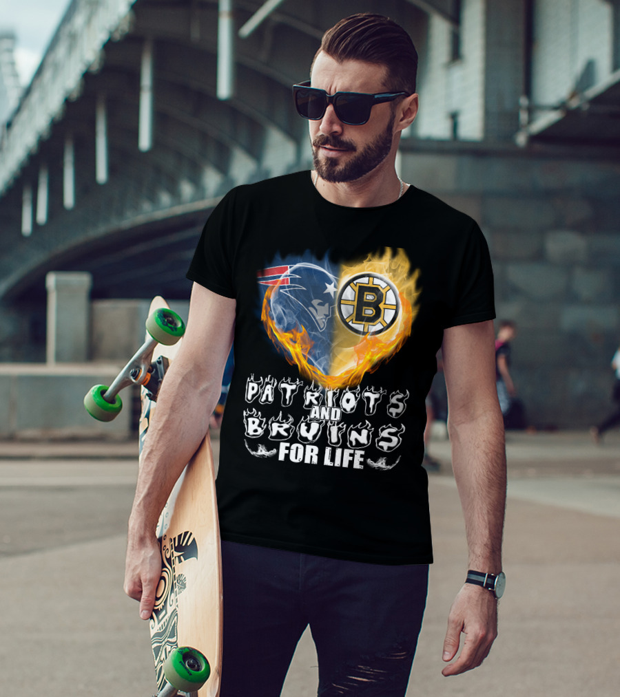 Patriots And Bruins For Life Nfl Nhl Sports Fan T-Shirt