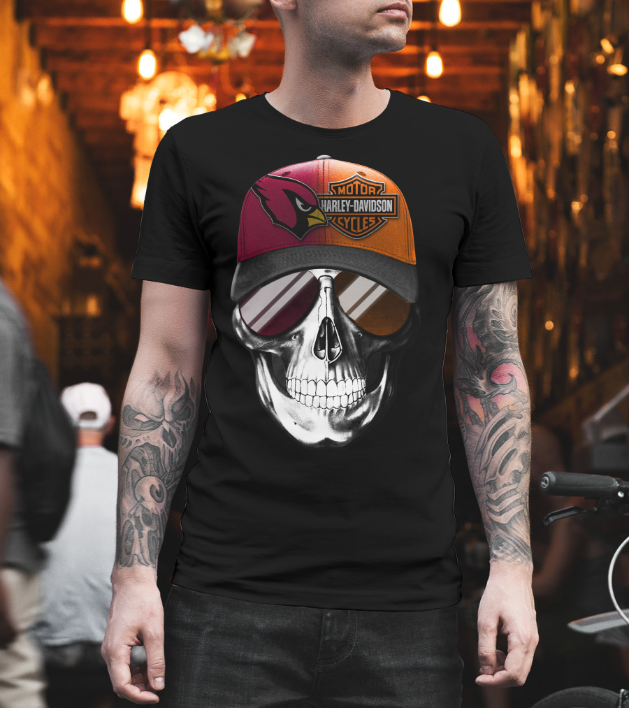 Harley Davidson Arizona Cardinals Skull T-Shirt