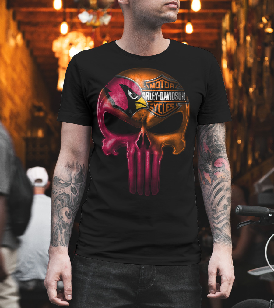 Arizona Cardinals Harley Davidson Skull T-Shirt