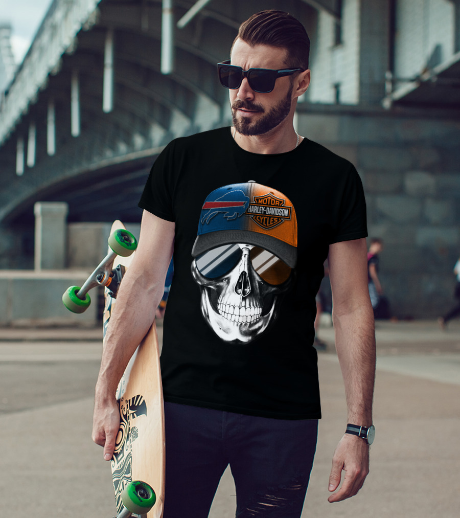 Buffalo Bills Harley Davidson Skull Cap T-Shirt