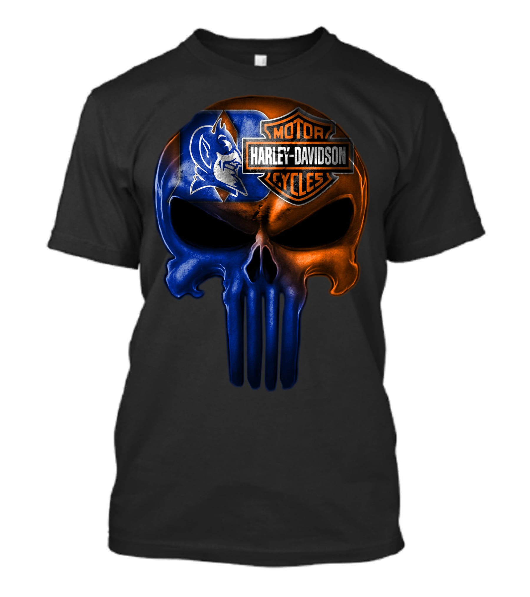 Duke Blue Devils Harley Davidson Punisher Skull T-Shirt