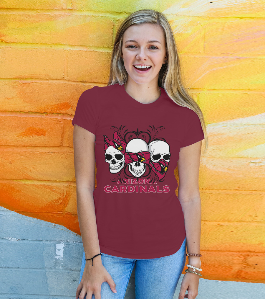 Arizona Cardinals Three Skulls T-Shirt