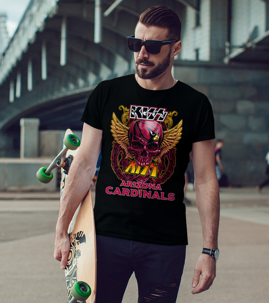 KISS Arizona Cardinals Skull Wings Chain T-Shirt