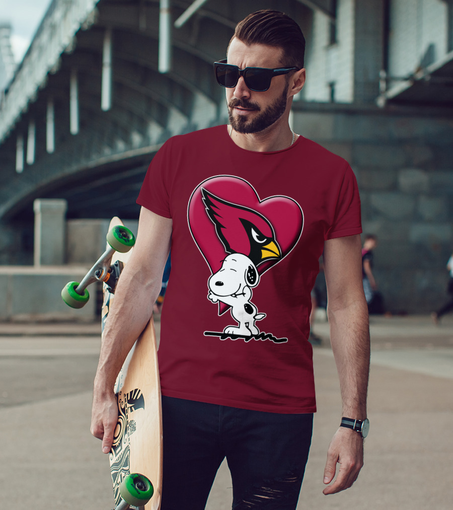 Snoopy Hugging Heart Arizona Cardinals T-Shirt