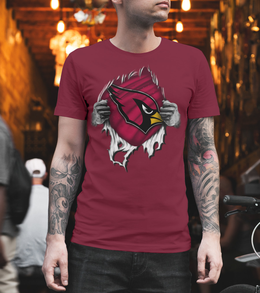 Torn Arizona Cardinals Emblem Revealed By Hands T-Shirt