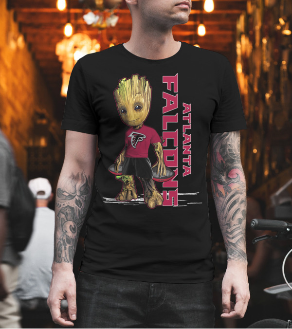 Groot Wearing Atlanta Falcons Logo Shirt Football Fan T-Shirt Groot Wearing Atlanta Falcons Logo Shirt Football Fan T-Shirt