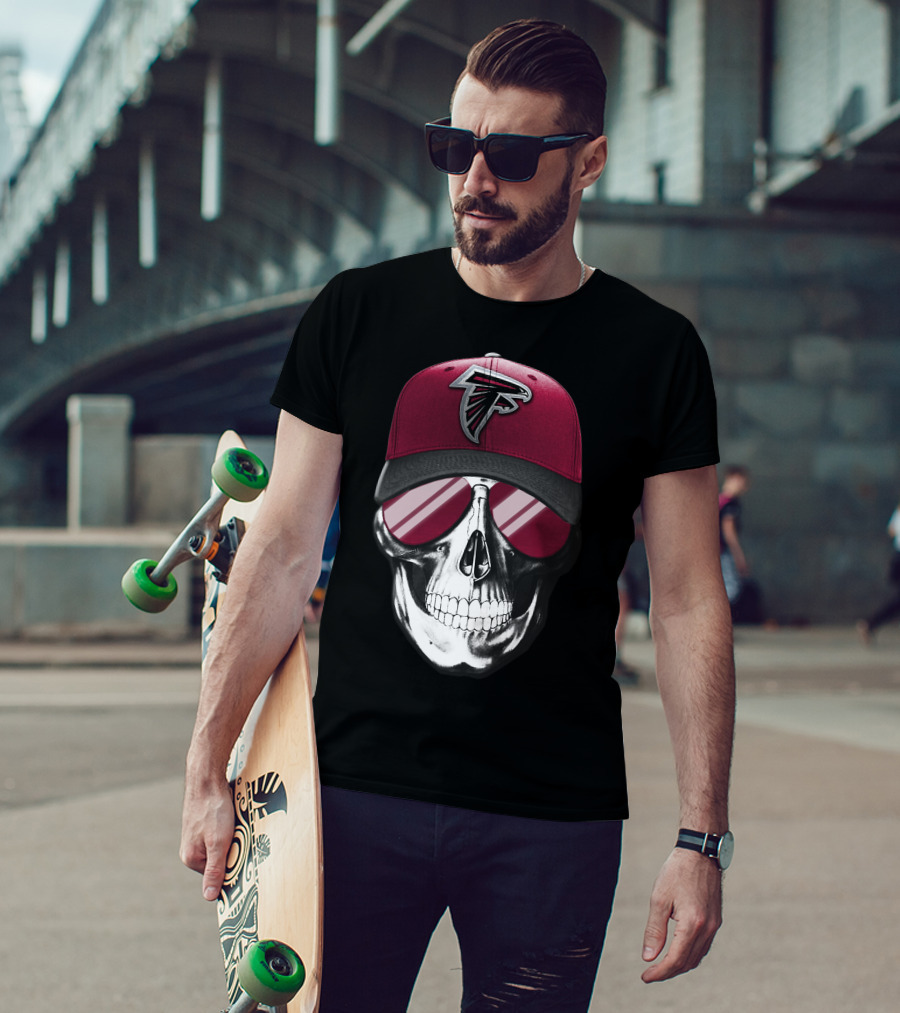 Atlanta Falcons Skull Red Cap T-Shirt