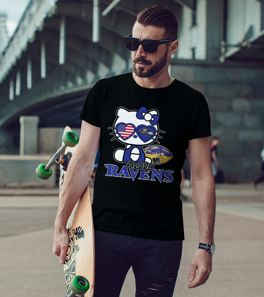 Hello Kitty Baltimore Ravens American Football Fan T-Shirt