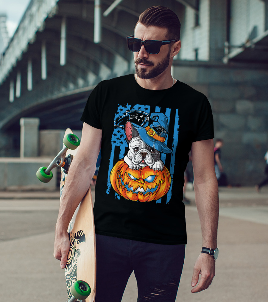 Hlw Bulldog Halloween Carolina Panthers Jack-O-Lantern T-Shirt