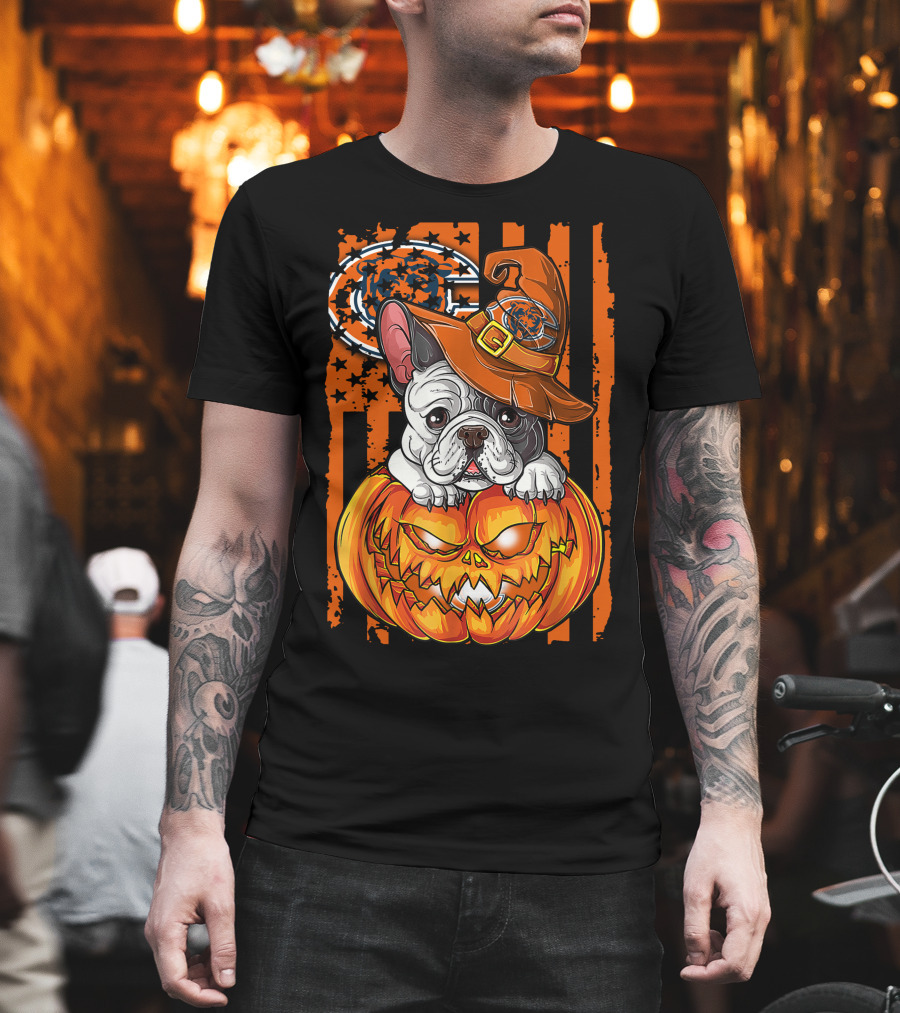 Hlw Bulldog Chicago Bears Halloween Pumpkin T-Shirt