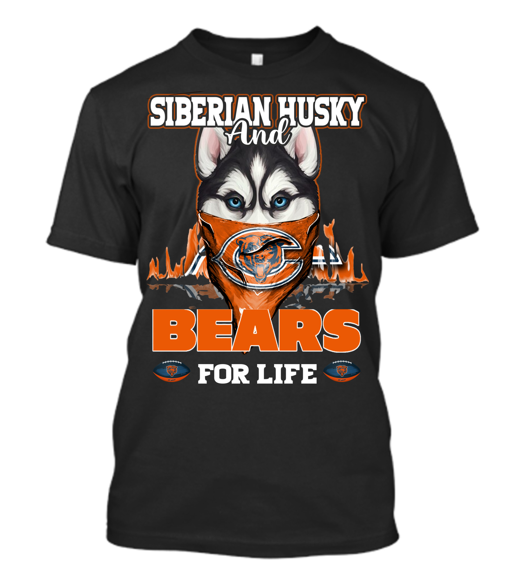 Siberian Husky And Chicago Bears For Life T-Shirt